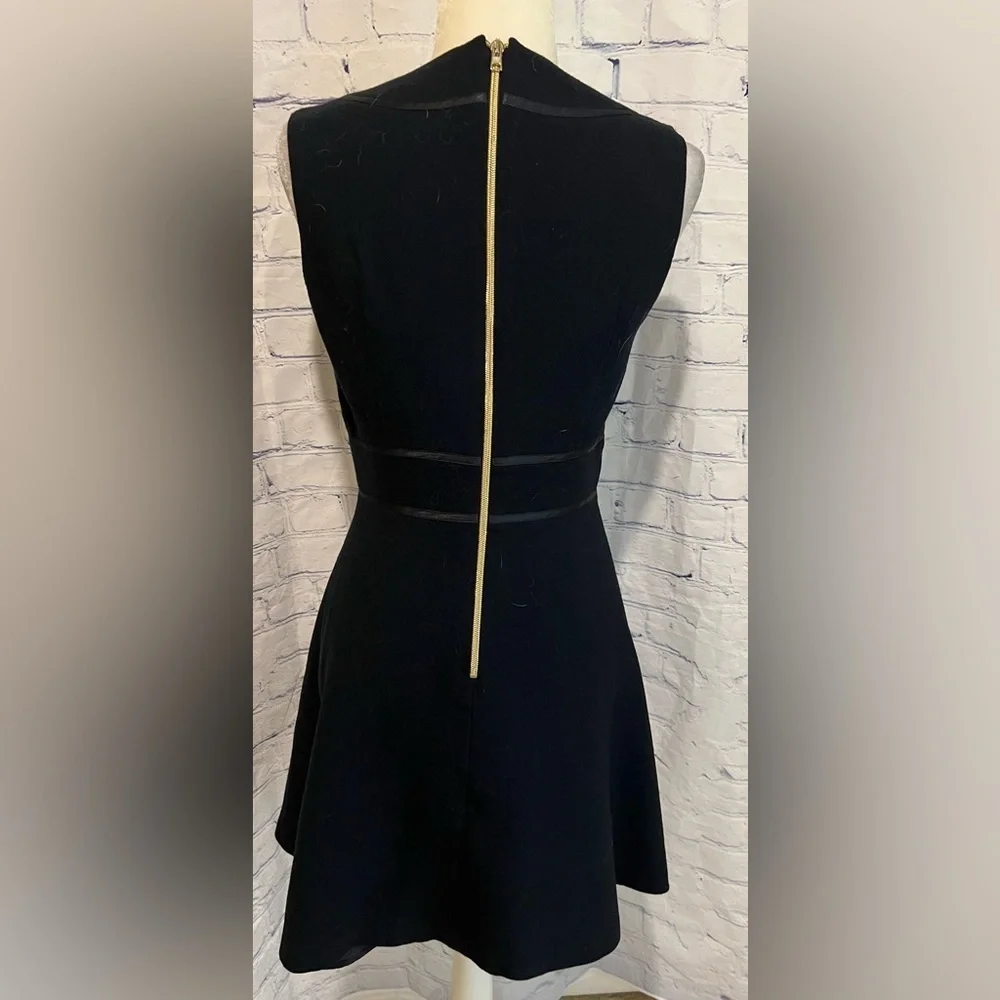Tara Jarmon wool blend black Zip Back Sleeveless a line dress size 38/6 - Picture 4 of 8